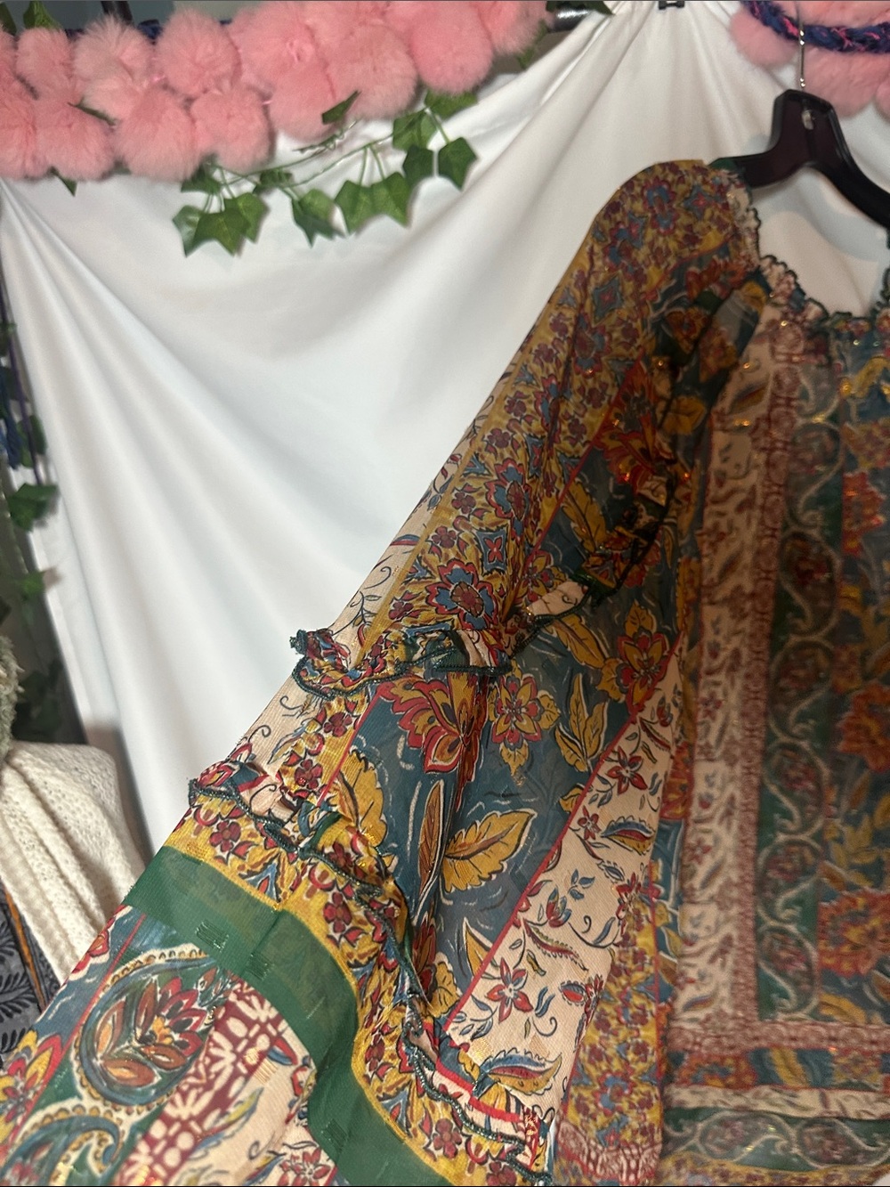 Democracy Green Multi Floral Boho Blouse - Picture 9 of 9